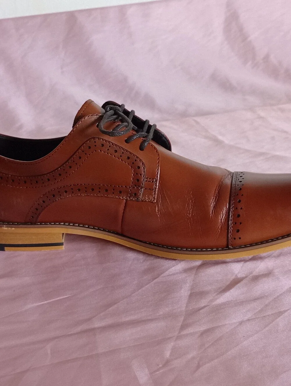 Stacy Adams Dickinson Cognac Cap Toe Oxford Dress Shoes Men’s Size 12